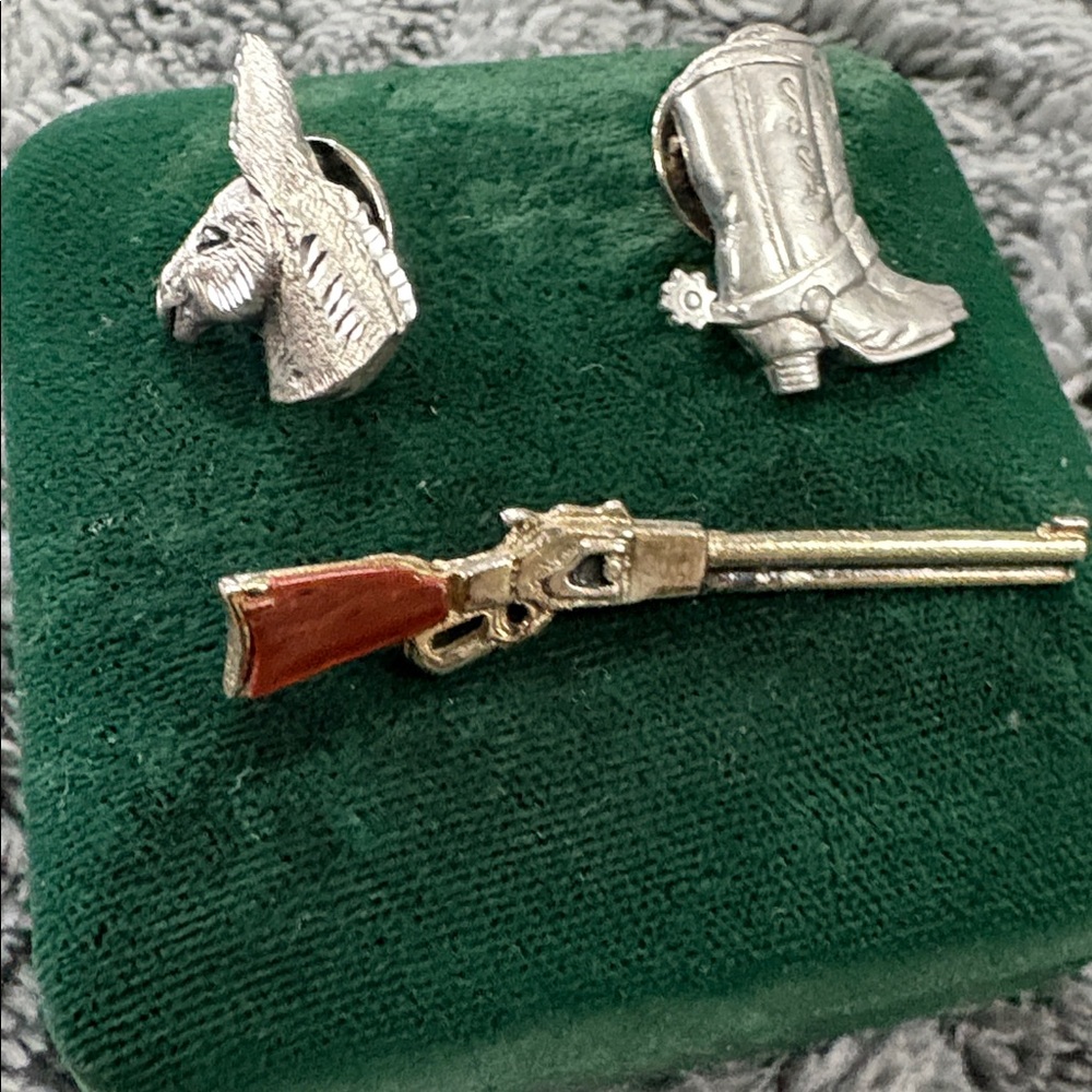Cowboy Pin Trio - Boot, Rifle & Donkey Head - Picture 2 of 3
